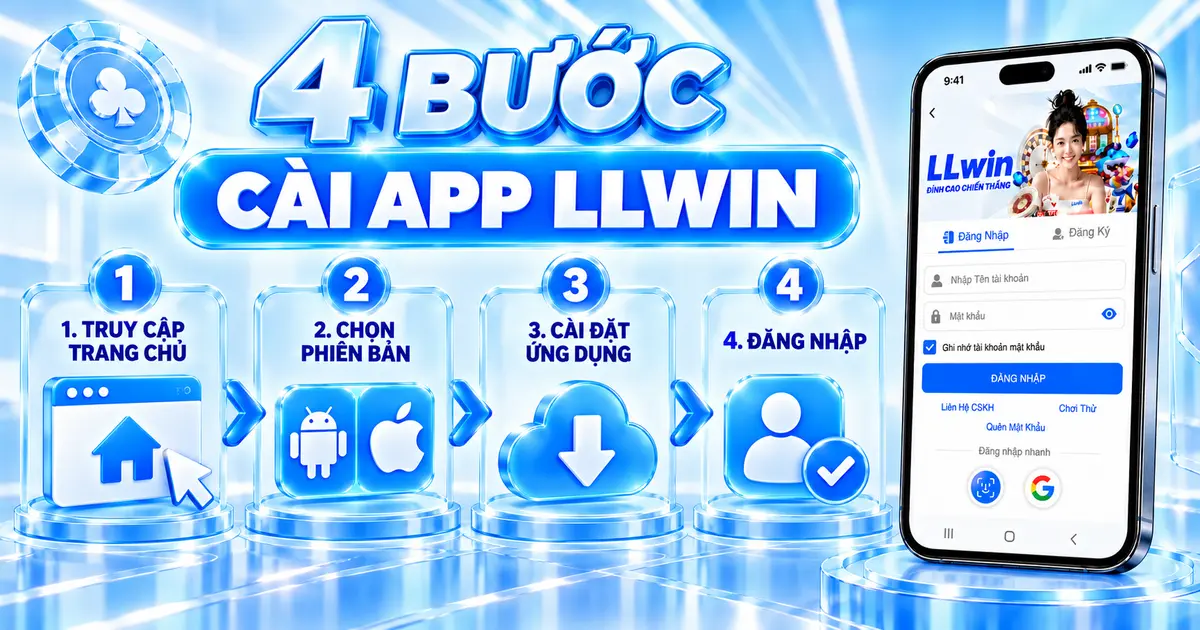 Bốn bước truy cập, chọn phiên bản, cài đặt và đăng nhập app LLWIN