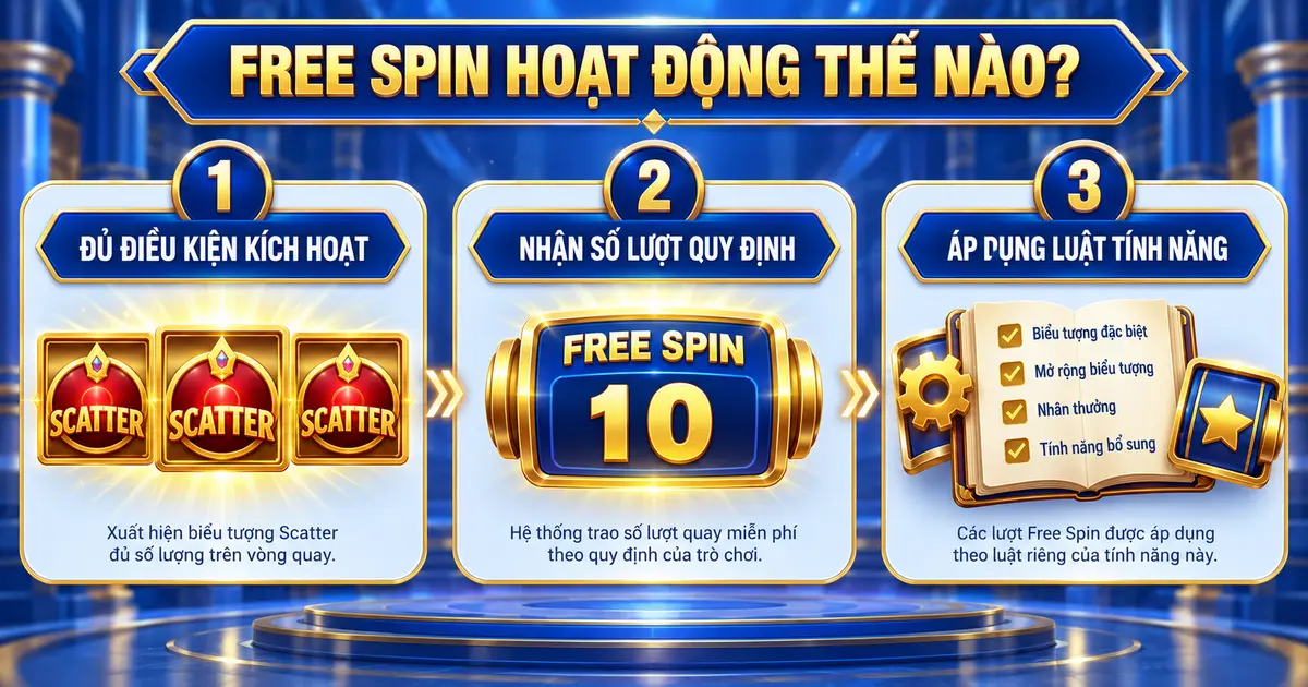 Ba bước kích hoạt và vận hành tính năng Free Spin