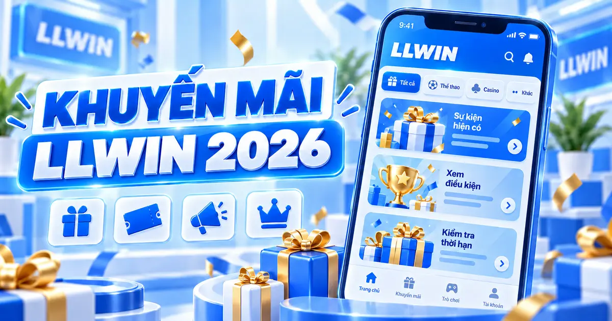 Trang khuyến mãi LLWIN 2026 với danh sách sự kiện và điều kiện tham gia