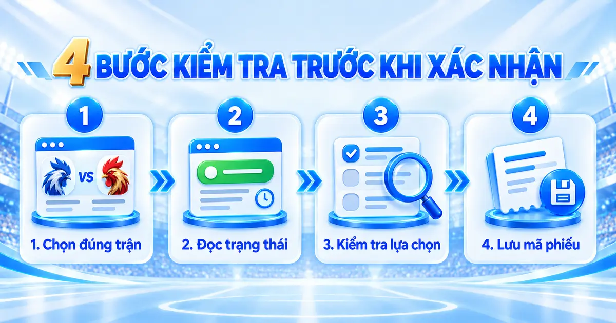 Bốn bước kiểm tra trận Đá Gà LLWIN trước khi xác nhận