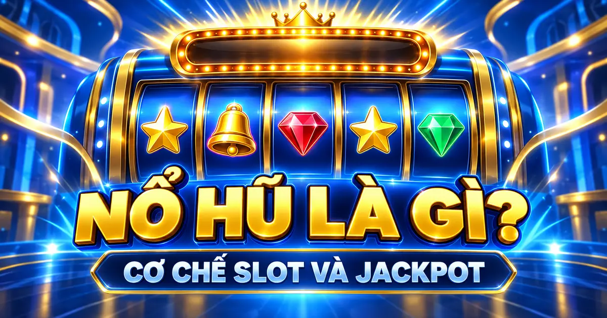 Minh họa game nổ hũ với năm cuộn slot và jackpot